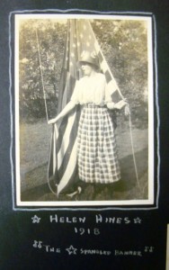 Photograph of Helen Hines. Helen worked at Bordens Milk Plant during WWI from Ray Rockefeller's photograph Album, DTHS historical collection.